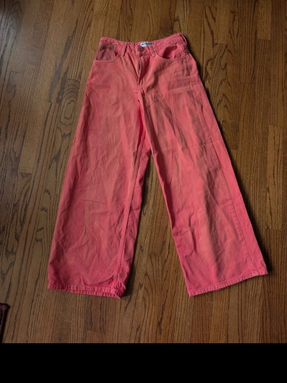 Free People We The Free Waterfalls Baggy Wide Leg Jeans Oklahoma Sun Coral 24S